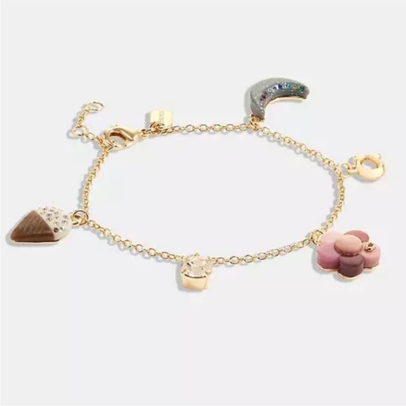 NWT Coach gold tone Moon And Flower Charm Bracelet - Picture 1 of 4